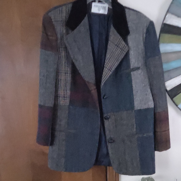International Scene Vintage 80's Women's Multicolor Wool Patchwork Blazer